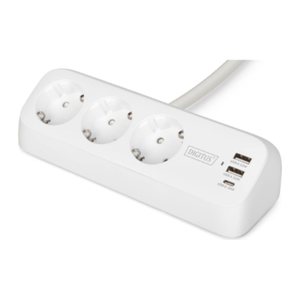 DIGITUS Steckdosenleiste 2x + 2USB 1,5m 12W 30W weiß
