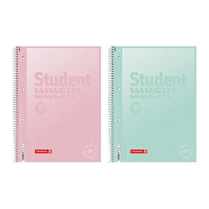 BRUNNEN Collegeblöcke Student Pastell Lineatur 27 liniert DIN A4 Innen- und Außenrand, 5 Blöcke