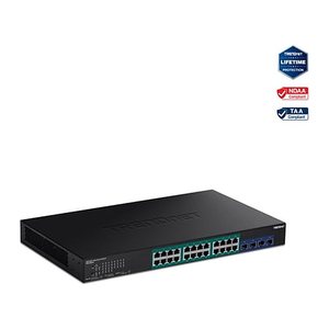 TRENDnet Switch 28-Port Gbit PoE+ WebSm 370W 4x10G SFP+ 19"