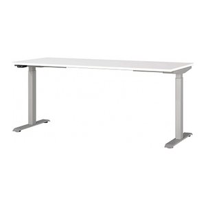 GERMANIA JET höhenverstellbarer Schreibtisch weiß rechteckig, T-Fuß-Gestell silber 180,0 x 80,0 cm