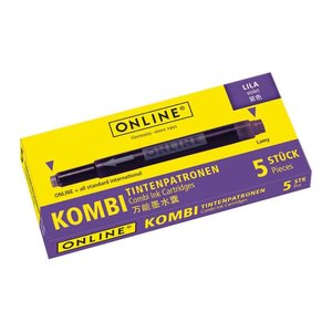 ONLINE® Tintenpatronen für Füller 17143/12 lila, 5 St.