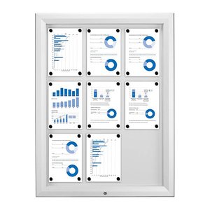 Showdown® Displays Schaukasten T silber 9x DIN A4 80,5 x 4,7 x 106,7 cm, 1 St.