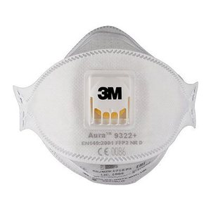 3M Atemschutzmasken Aura™ Comfort Cool Flow™ 9322+ FFP2 NR D DIN EN 149:2001, A1:2009, 10 St.