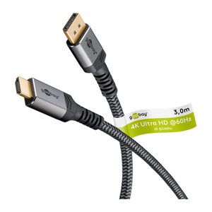 goobay DisplayPort 1.2/HDMI 2.0 Kabel 3,0 m grau, schwarz, 1 St.