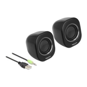 DELOCK Mini Stereo PC Lautsprecher 3,5mm Klinkenstecker USB