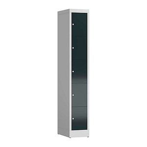 ClassiX Schließfachschrank anthrazit, lichtgrau X-520518, 5 Schließfächer 31,0 x 50,0 x 180,0 cm