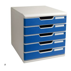 Exacompta Schubladenbox Modulo  blau 301003D, DIN A4 mit 5 Schubladen, 1 St.