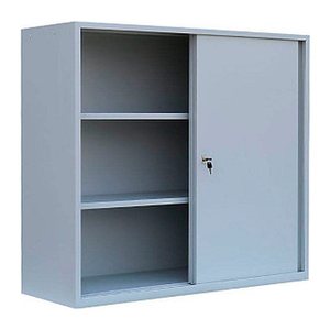 ClassiX Schiebetürenschrank, X-550145 lichtgrau 2 Fachböden 120,0 x 45,0 x 109,0 cm