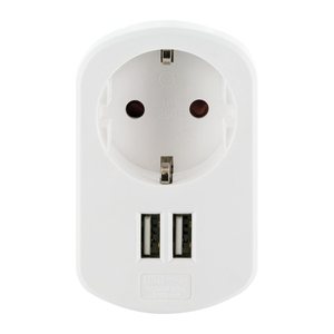 Schwaiger Ladegerät mit Steckdose 2xUSB 230V 3400mA Weiß