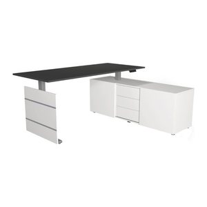 Kerkmann Move 3 elektrisch höhenverstellbarer Schreibtisch anthrazit, weiß rechteckig, Wangen-Gestell silber 180,0 x 80,0 cm