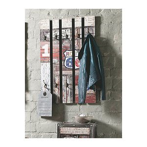 HAKU Möbel Wandgarderobe 32850 Route 66 Holz 10 Haken 65,0 x 100,0 cm, 1 St.