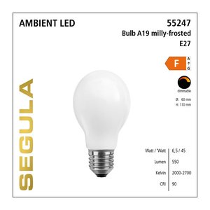 SEGULA LED Glühlampe opal-matt E27 6,5W 1900-2700K dimmbar