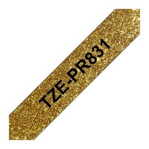 Schriftbandkassette Brother 12mmx8m gold/schwarz TZe-PR831