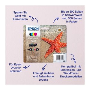 EPSON 603/T03U54 (Seestern) cyan, magenta, gelb Druckerpatronen, 3er-Set