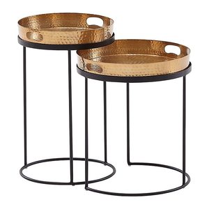 WOHNLING Beistelltische-Set rund Aluminium gold, 1 Set