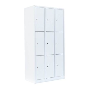 LÜLLMANN Schließfachschrank signalweiß 520337, 9 Schließfächer 88,5 x 50,0 x 180,0 cm