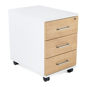 rocada Mobiler Rollcontainer weiß/eiche 3 Auszüge 40,0 x 60,0 x 58,0 cm