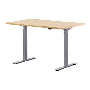 Topstar E-Table elektrisch höhenverstellbarer Schreibtisch ahorn rechteckig, T-Fuß-Gestell grau 120,0 x 80,0 cm