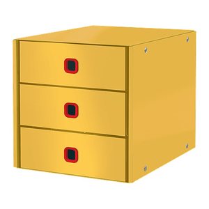 LEITZ Schubladenbox Click & Store Cosy gelb 53680019, DIN A4 mit 3 Schubladen, 1 St.
