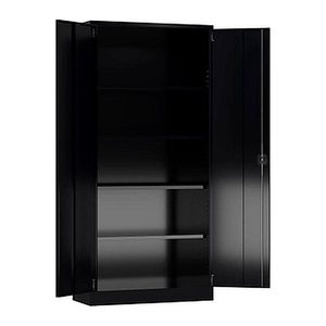 ClassiX Stahlschrank X-530359 tiefschwarz 4 Fachböden 92,0 x 50,0 x 194,5 cm, aufgebaut, 1 St.