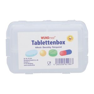 WUNDmed® Tablettenbox farbsortiert (rot, grün, blau, gelb, transparent), 1 St.