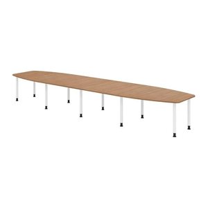 HAMMERBACHER Konferenztisch KT52C nussbaum Tonnenform, Rundrohr weiß, 520,0 x 85,0/130,0 x 72,0 - 74,0 cm