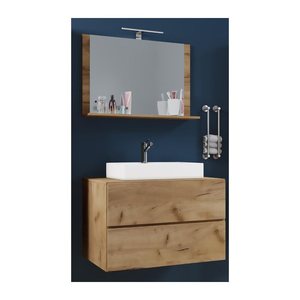 VCM my bath Badmöbel-Set 3-teilig Lendas M 915200 honig-eiche 61,0 x 52,0 x 134,0 cm