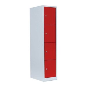 LÜLLMANN Schließfachschrank feuerrot, lichtgrau 523414, 4 Schließfächer 41,5 x 50,0 x 180,0 cm