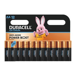 DURACELL Batterien Optimum Alkali-Mangan Mignon AA 1,5 V, 12 St.