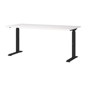 GERMANIA DOWNEY höhenverstellbarer Schreibtisch weiß rechteckig, C-Fuß-Gestell schwarz 160,0 x 80,0 cm