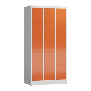 ClassiX Schließfachschrank feuerrot, lichtgrau X-520534, 15 Schließfächer 87,0 x 50,0 x 180,0 cm