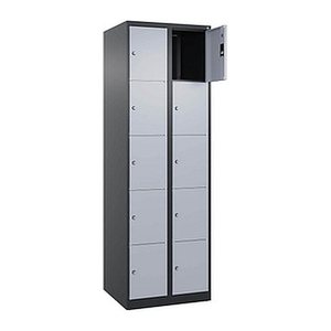 CP Schließfachschrank Classic Plus schwarzgrau, weißaluminium 080000-205 S10040, 10 Schließfächer 60,0 x 50,0 x 185,0 cm