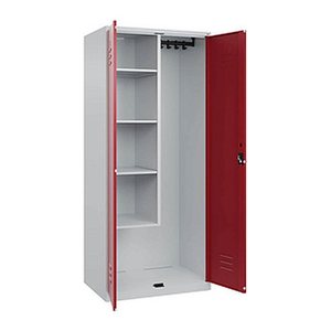 CP Putzmittelschrank Classic PLUS 080100-02 S10001 lichtgrau, rubinrot 4 Fachböden 80,0 x 50,0 x 185,0 cm, aufgebaut, 1 St.