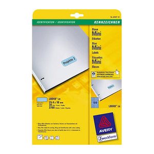 AVERY Zweckform Etiketten L6048-20 blau 25,4 x 10,0 mm, 20 Blatt