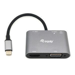 Equip Dock 5-1 USB-C->HDMI,VGA,USB-A,AUX,100W USB-C 0.15m