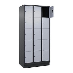 CP Schließfachschrank Classic PLUS schwarzgrau, weißaluminium 080020-305 S10014, 15 Schließfächer 90,0 x 50,0 x 195,0 cm