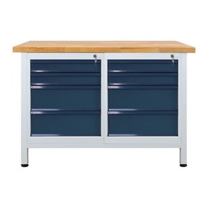 ADB Werkbank lichtgrau, anthrazitgrau 8 Schubladen 120,0 x 60,0 x 84,0 cm