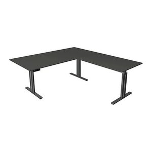 Kerkmann Move 3 elegant elektrisch höhenverstellbarer Schreibtisch anthrazit L-Form, T-Fuß-Gestell grau 200,0 x 220,0 cm
