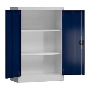 ClassiX Stahlschrank X-530291 enzianblau, lichtgrau 2 Fachböden 80,0 x 38,0 x 120,0 cm, aufgebaut, 1 St.