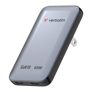 Verbatim USB-C Ladegerät 65W Slim GaN 2 Ports EU/UK/US Grau