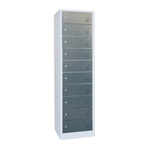 LÜLLMANN Schließfachschrank mit Ladefunktion anthrazit, lichtgrau 526448, 10 Schließfächer 50,0 x 50,0 x 180,0 cm
