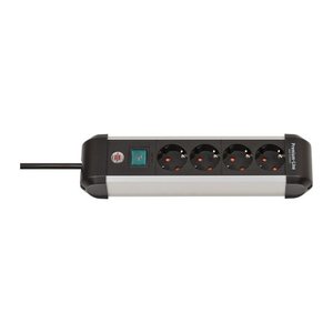 brennenstuhl Premium-Alu-Line 4-fach Steckdosenleiste mit Schalter 1,8 m schwarz