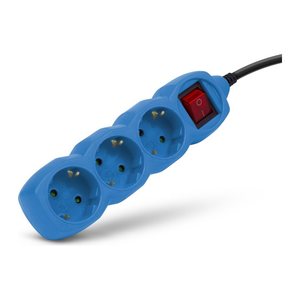 Entac Steckdosenleiste 3fach 1,5m Schalter blau