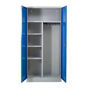 Gürkan Putzmittelschrank 111273 lichtgrau, enzianblau 3 Fachböden 80,0 x 38,0 x 180,0 cm, aufgebaut, 1 St.