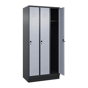 CP Spind Classic PLUS schwarzgrau, weißaluminium 080020-30 S10090, 3 Schließfächer 90,0 x 50,0 x 195,0 cm