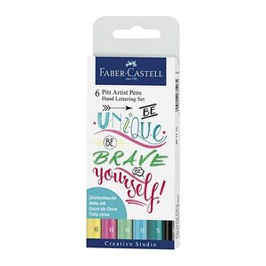 FABER-CASTELL Pitt Artist Pens 267116 Handlettering-Set farbsortiert, 6 St.