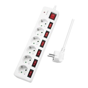 Logilink Steckdosenleiste 6-fach,6xCEE 7/3,m. 7Schalter,weiß