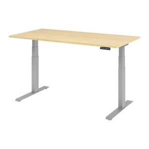 HAMMERBACHER XDKB16 elektrisch höhenverstellbarer Schreibtisch ahorn rechteckig, C-Fuß-Gestell silber 160,0 x 80,0 cm