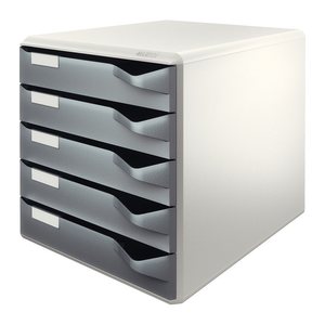 LEITZ Schubladenbox Post Set dunkelgrau 52800089, DIN A4 mit 5 Schubladen, 1 St.