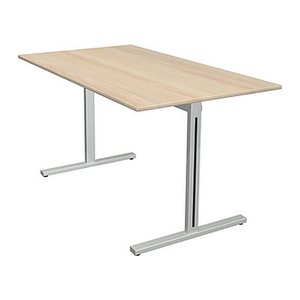 Kerkmann Form 1 Schreibtisch ahorn rechteckig, T-Fuß-Gestell silber 140,0 x 80,0 cm